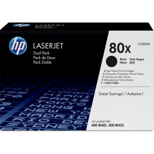 HP 80X Dual Pack -laservärikasetti, 2 kpl, musta