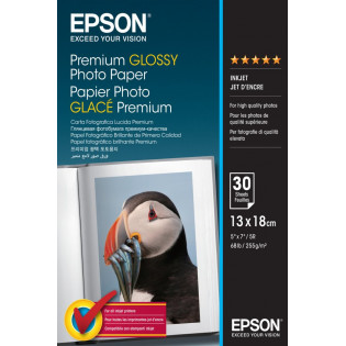 Epson Premium Glossy Photo Paper -valokuvapaperi 13 x 18 cm, 30 arkkia