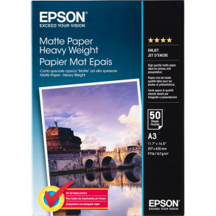 Epson A3 Matte Paper Heavyweight -tulostuspaperi, A3, 50 arkkia