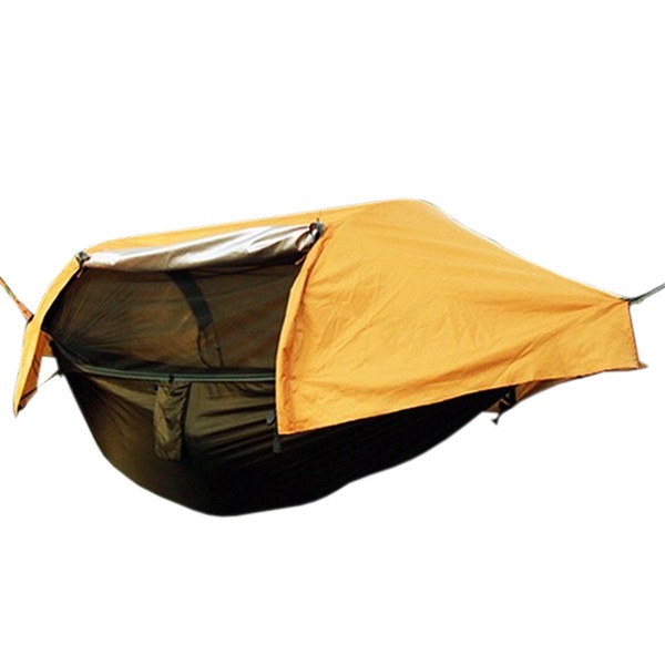 Hengekøye i teltform med myggnett og regntrekk
