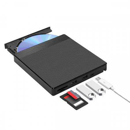 Ulkoinen polttava DVD-asema USB- ja muistikorttipaikoilla, USB 