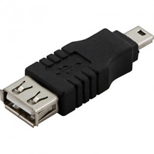 DELTACO USB-adapteri, USB A naaras - Mini-B uros