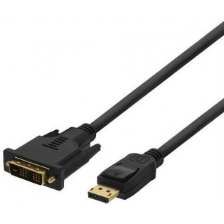 DELTACO DisplayPort - DVI-D Single Link monitorikaapeli, uros-uros, 2m