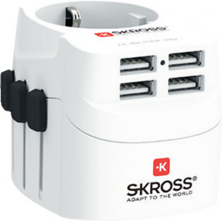 SKROSS PRO Light USB -matka-adapteri neljällä USB-portilla